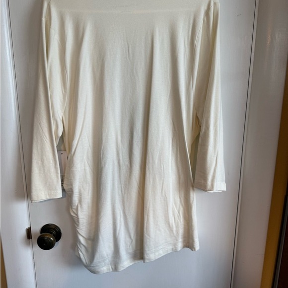 Soft Surroundings Cream Surplice Top 3/4 Sleeve Women's 1X Relaxed Fit - Picture 5 of 6